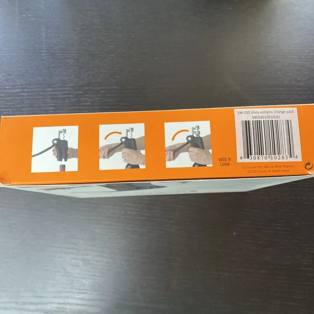 Le Creuset Lot Lever Corkscrew- LM150 Shiny Volcanic Orange Pack & Wine pump Set